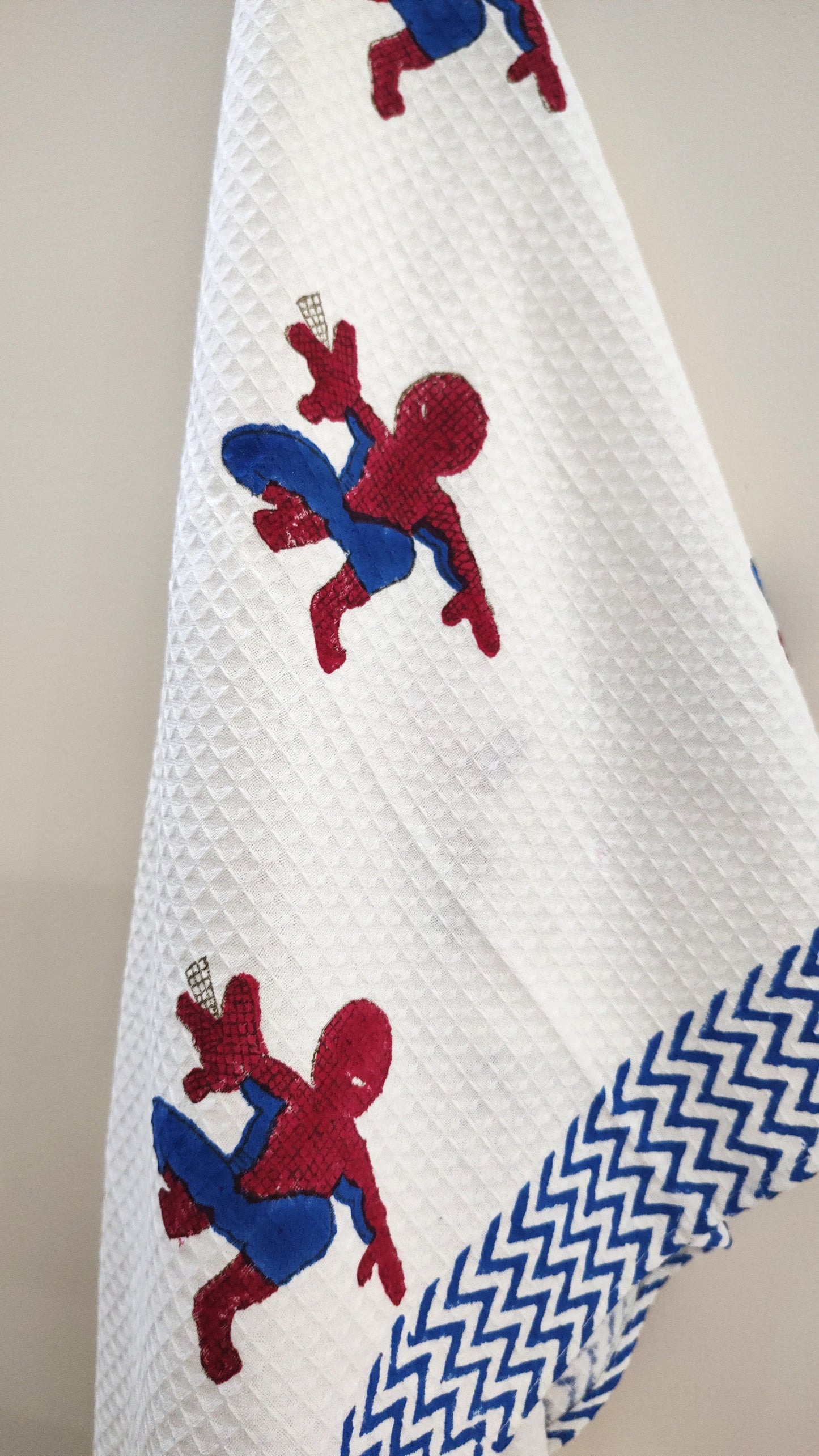 Spiderman Block Printed Bath Towels