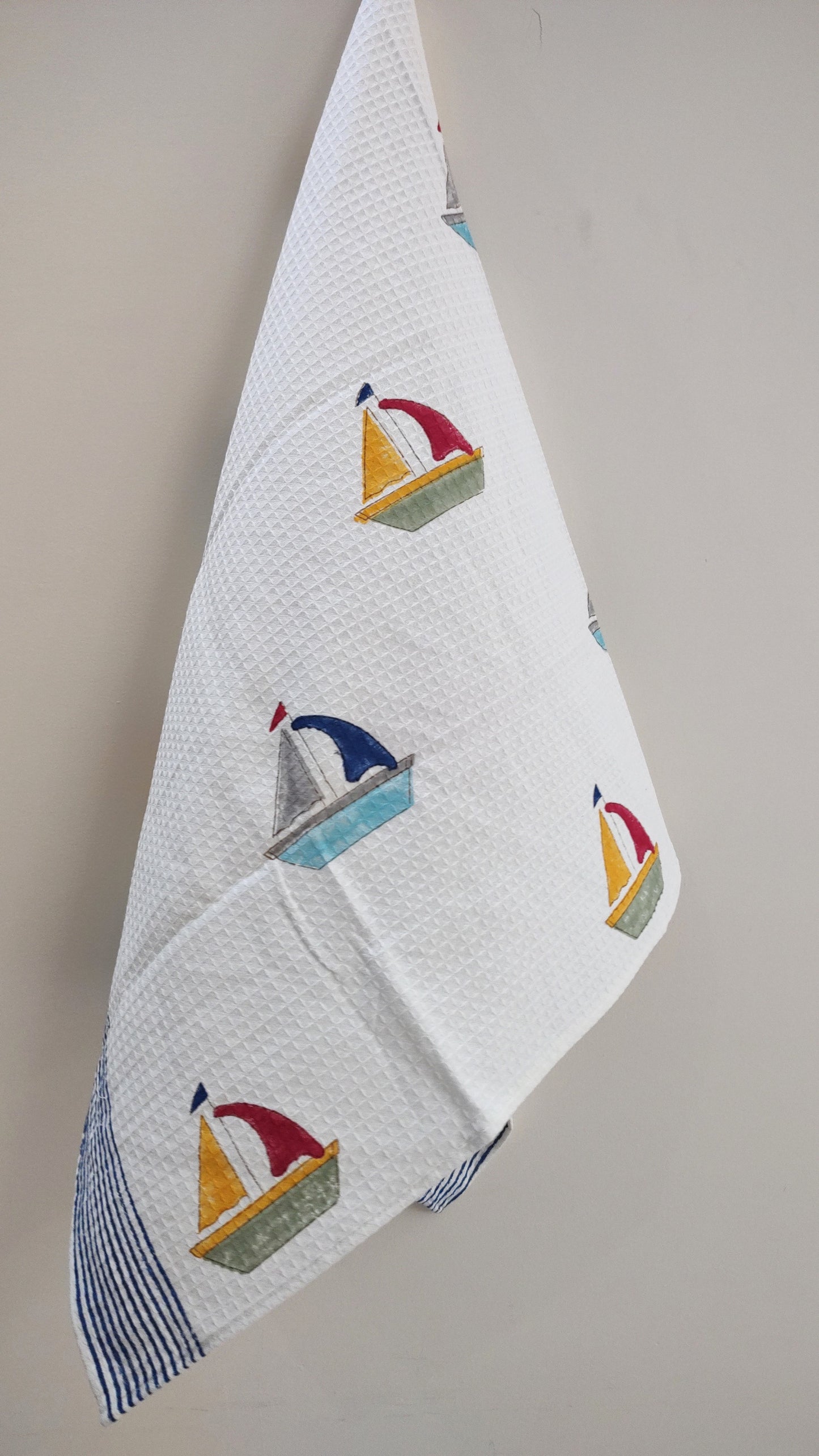 Ship Block Printed Bath Towels
