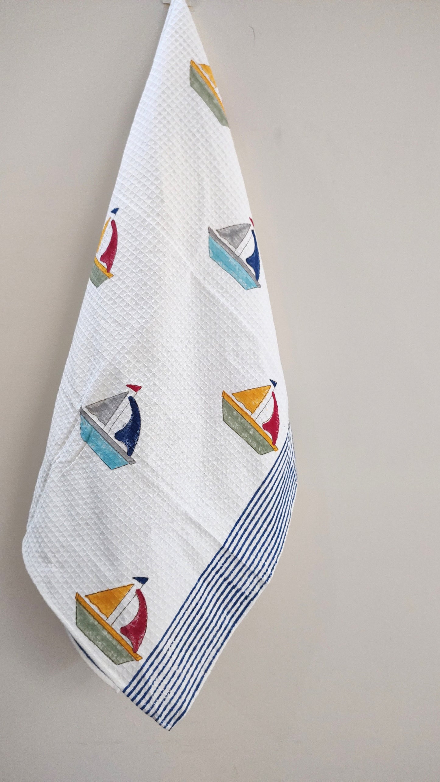 Ship Block Printed Bath Towels
