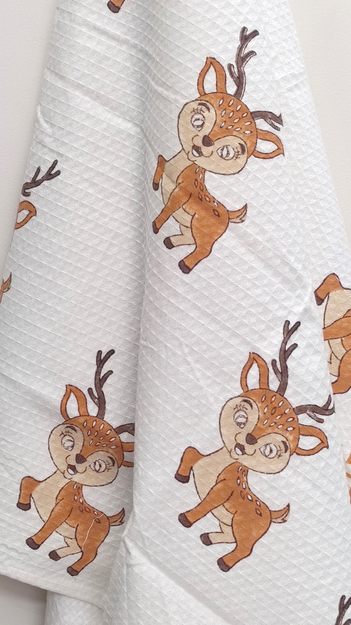 Deer Block Printed Bath Towels