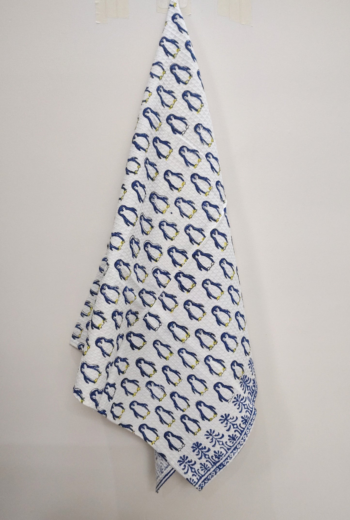 Penguin Block Printed Bath Towels