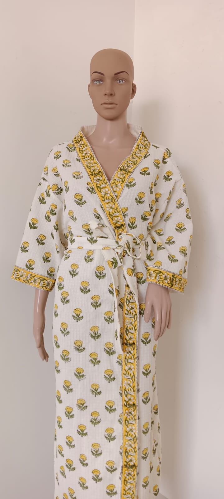Marigold Yellow Floral Adult Bathrobe