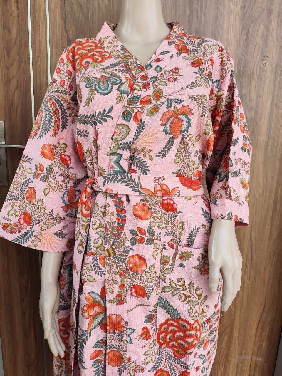 Light Pink Floral Adult Bathrobe