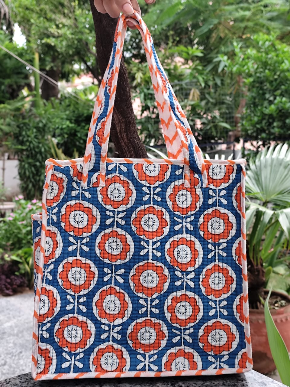 Lunch Bag Red Blue Floral