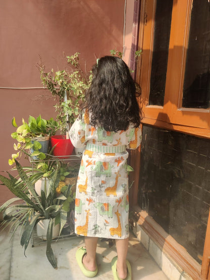 Animal Print Kids Bathrobe