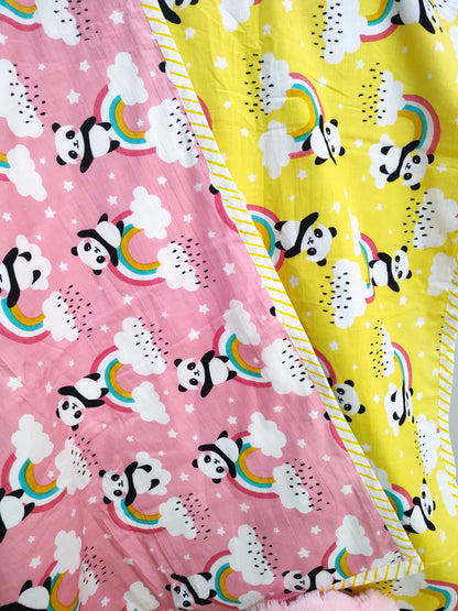 Pink Yellow Panda Quilt