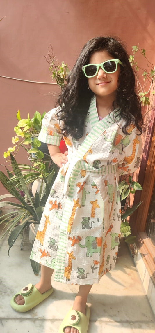Animal Print Kids Bathrobe