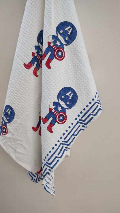 Captain America Block Printed Bath Towels
