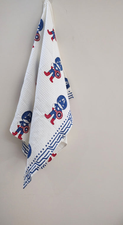 Captain America Block Printed Bath Towels