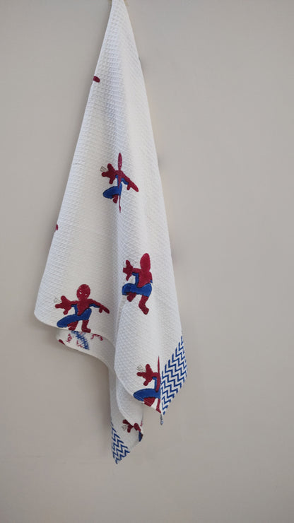 Spiderman Block Printed Bath Towels