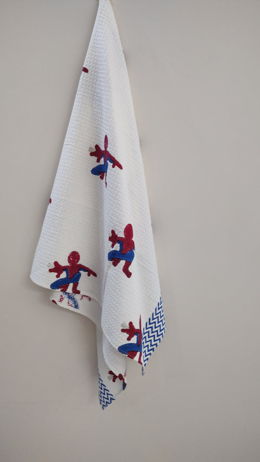Spiderman Block Printed Bath Towels