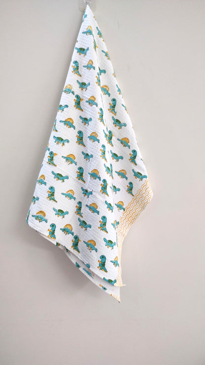 Dino Block Printed Bath Towels