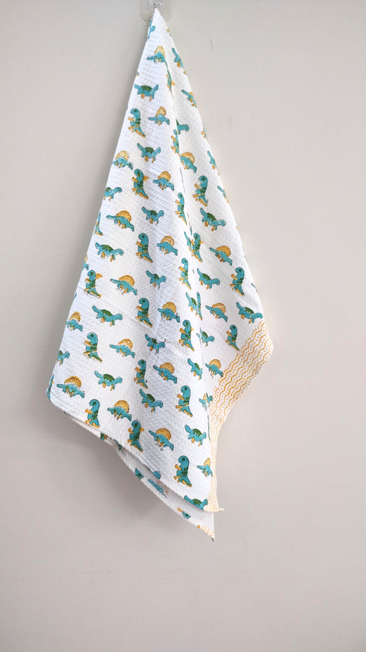 Dino Block Printed Bath Towels
