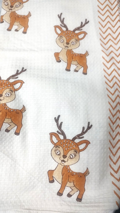 Deer Block Printed Bath Towels