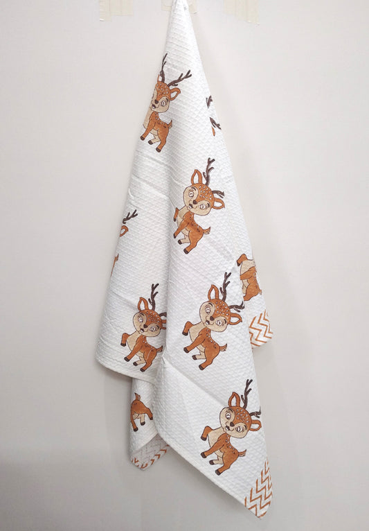 Deer Block Printed Bath Towels