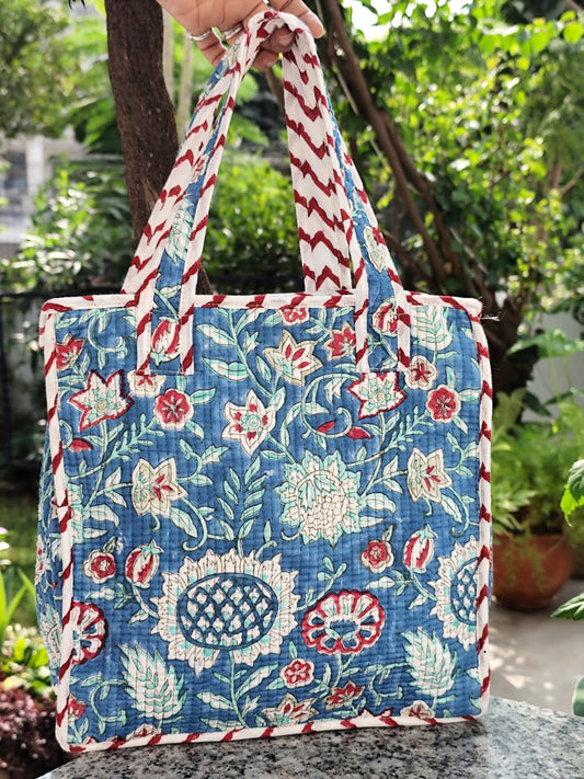 Lunch Bag Blue Floral Bg