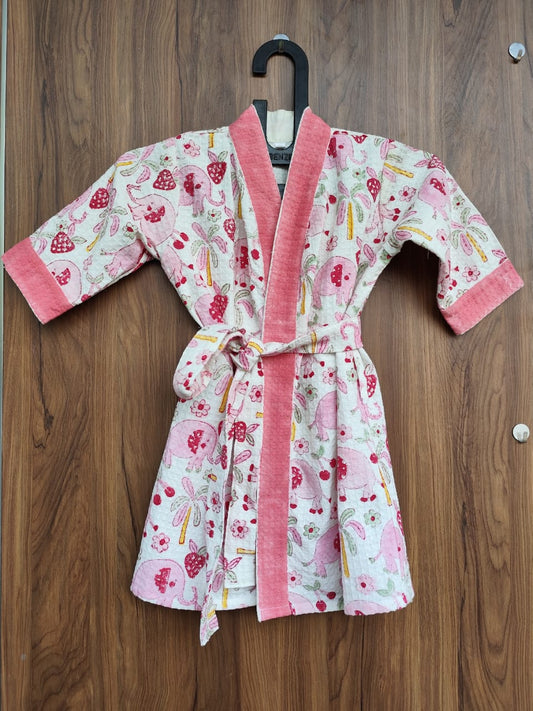 Pink Elephant Kids Bathrobe