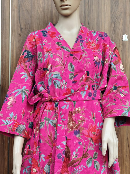 Pink Floral Adult Bathrobe