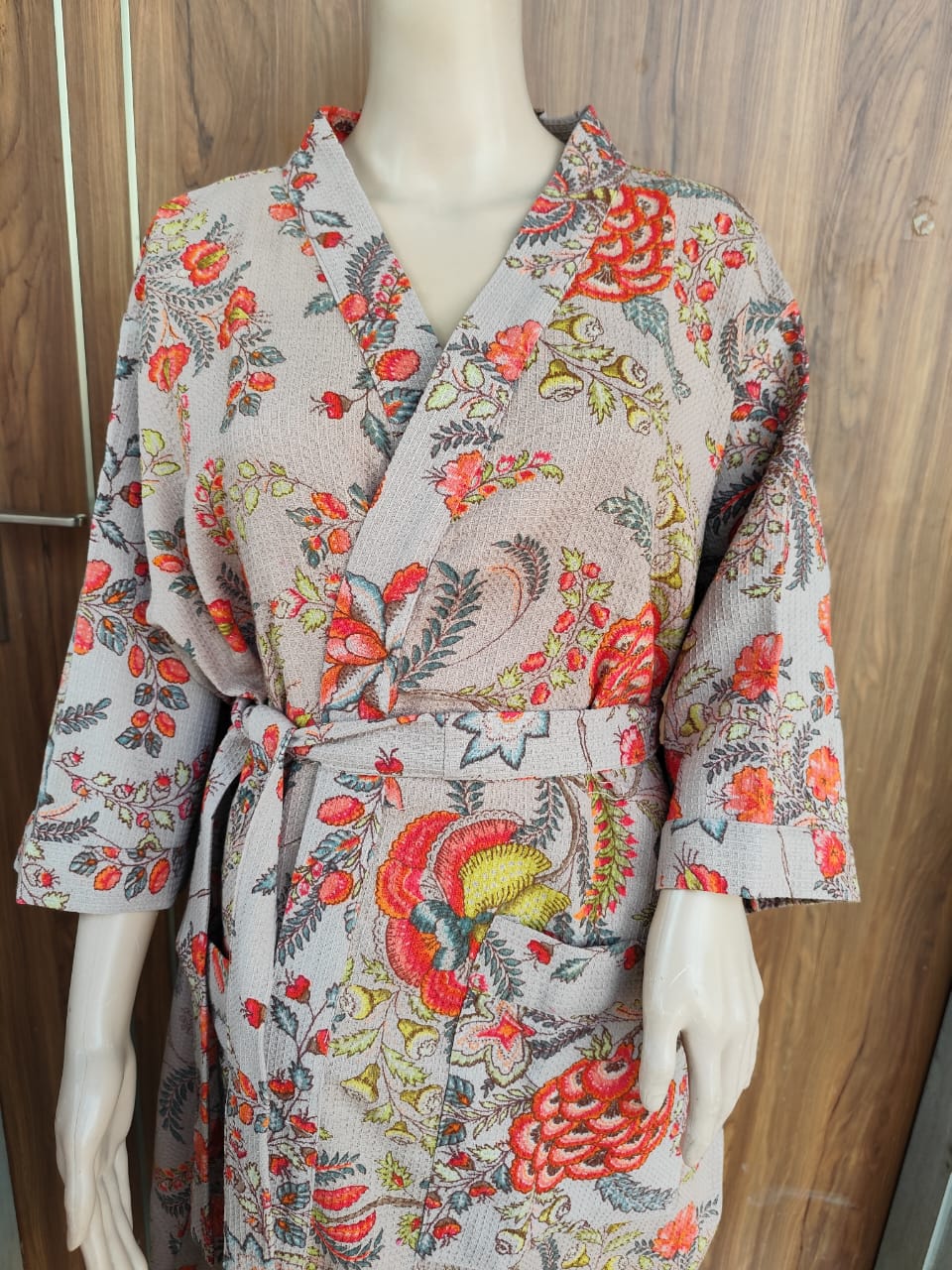 Floral Brown Adult Bathrobe