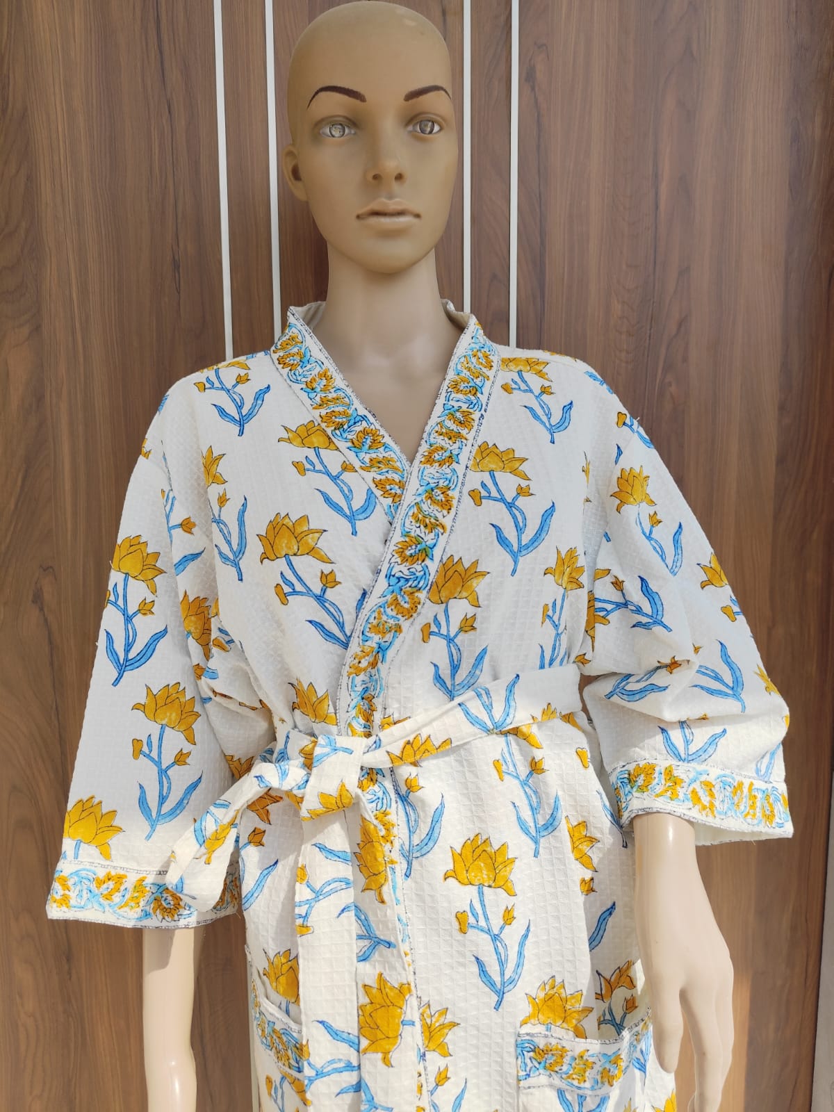 Yellow Floral Adult Bathrobe